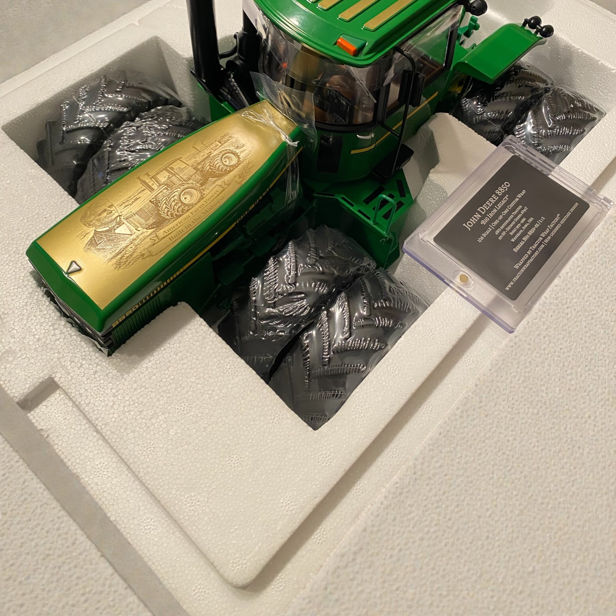 1/16 John Deere 8850 Prestige – “Big Iron Legacy” Custom Engraved Wrap w/Collector Card - Tractor Wrap Factory
