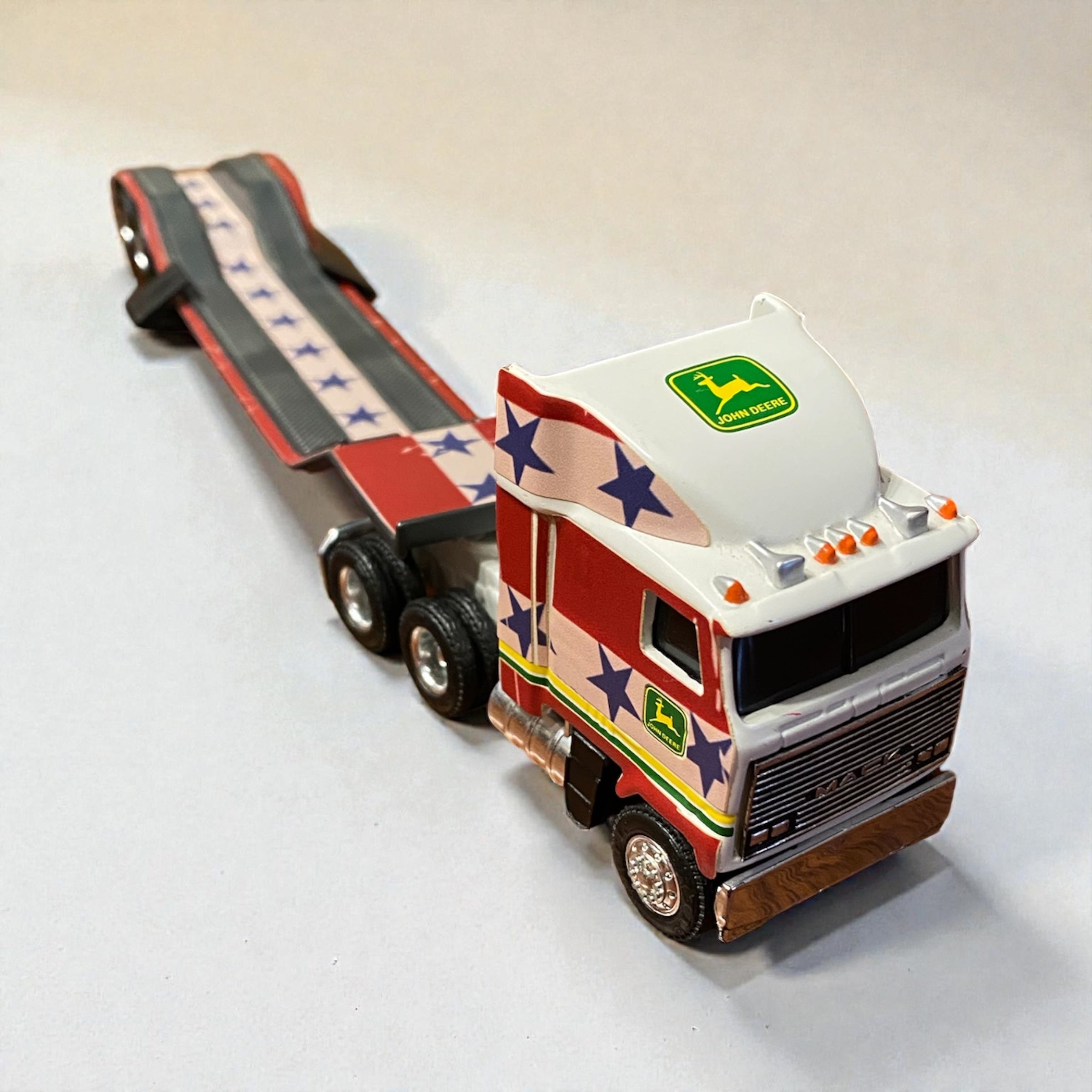 John Deere 1/64 Mack Semi Hauler Lowboy Trailer - Custom USA Vinyl Wrapped - Tractor Wrap Factory