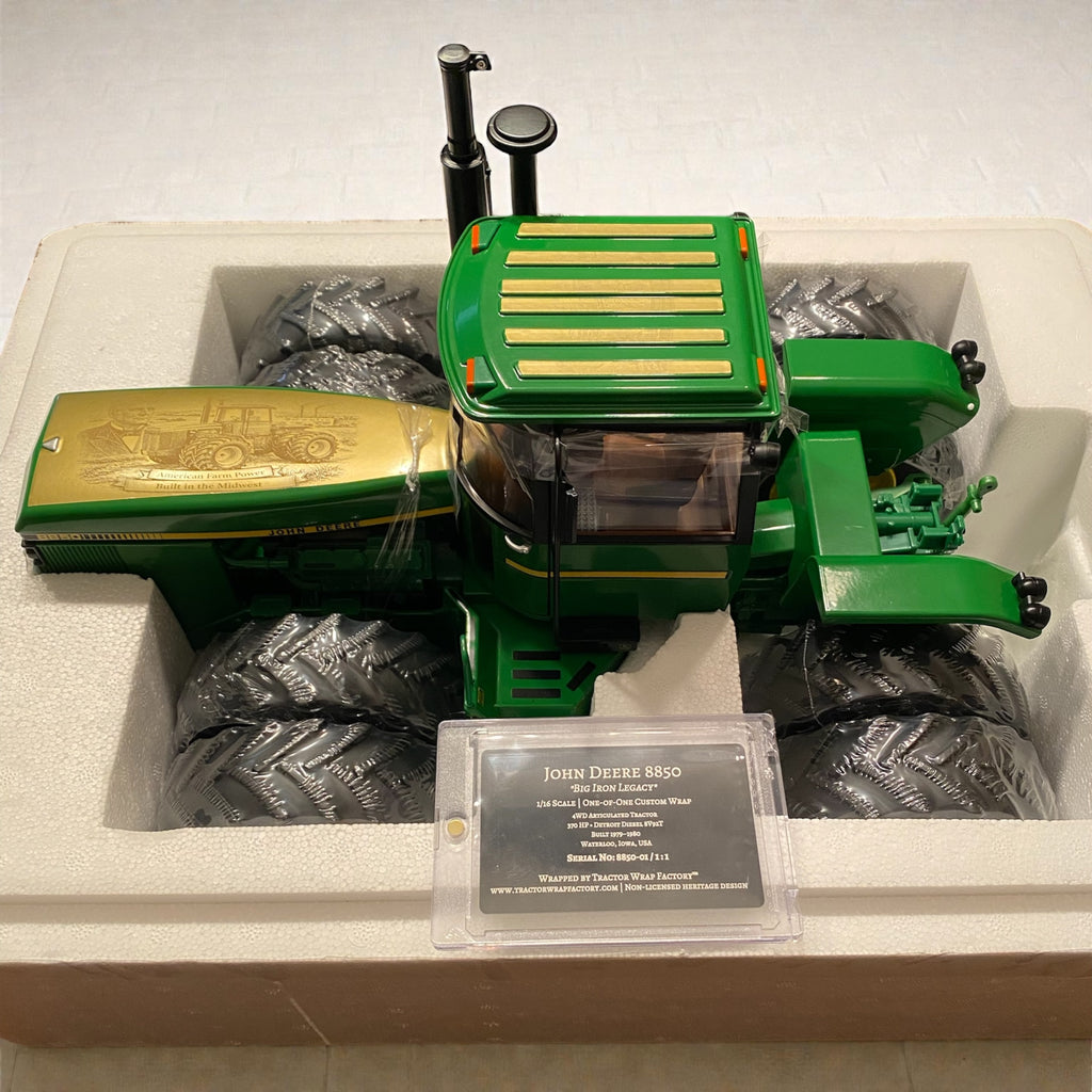 1/16 John Deere 8850 Prestige – “Big Iron Legacy” Custom Engraved Wrap w/Collector Card - Tractor Wrap Factory