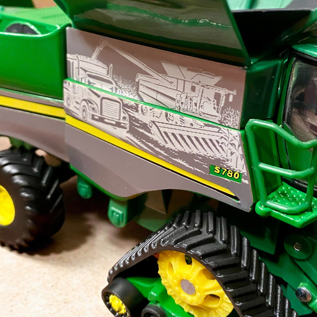 1/64 John Deere S780 Combine Custom Harvest Scene Wrap w/ Corn Soybean Headers - Tractor Wrap Factory