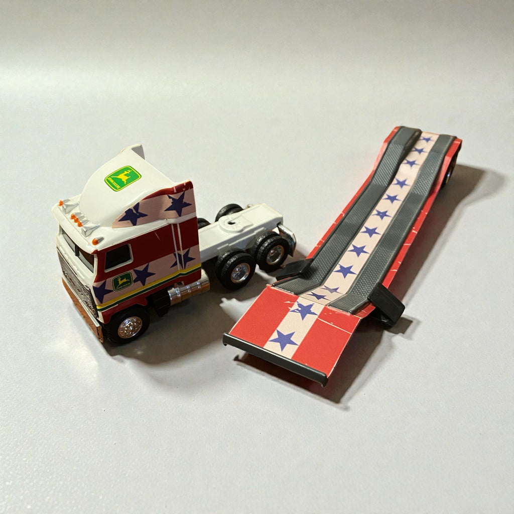 John Deere 1/64 Mack Semi Hauler Lowboy Trailer - Custom USA Vinyl Wrapped - Tractor Wrap Factory