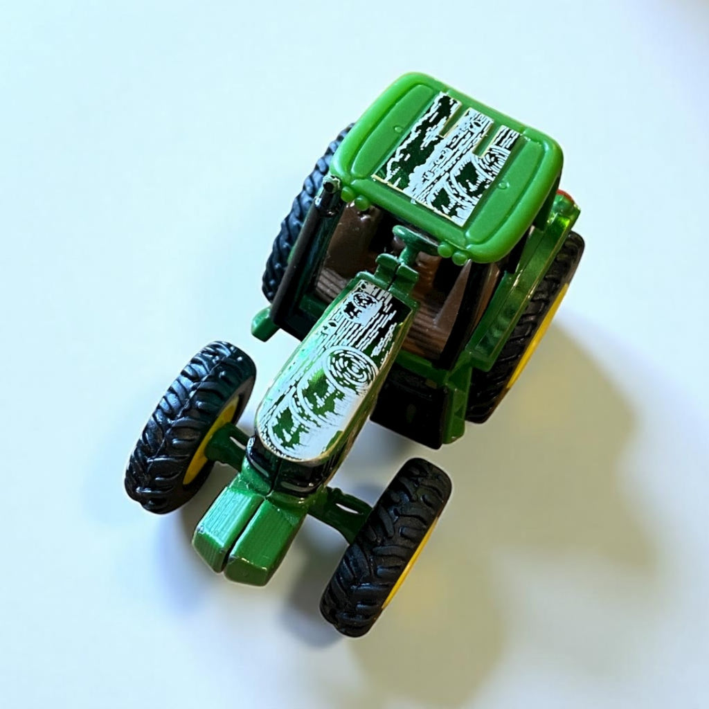 1/64 John Deere 6420 Tractor Custom Green Chrome Vinyl Wrap w/ Hay Bale Scenery - Tractor Wrap Factory