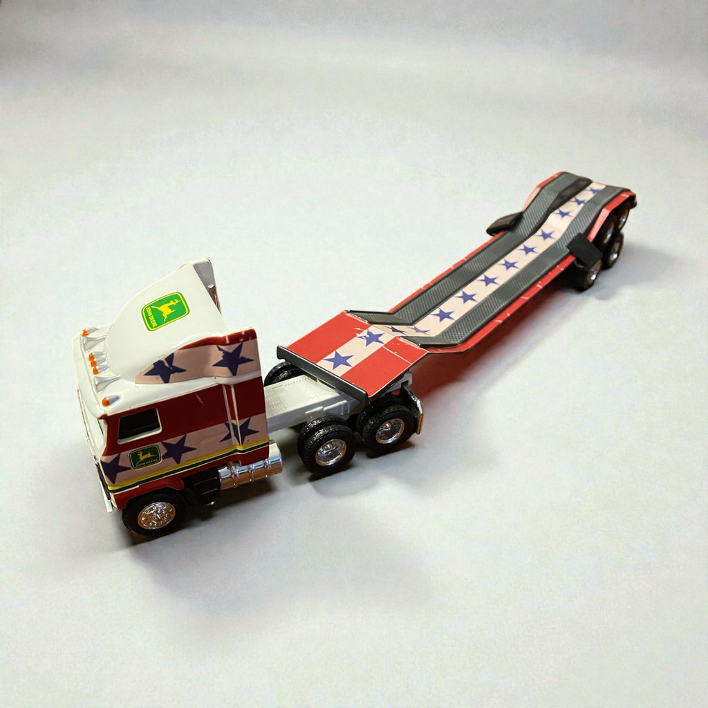 John Deere 1/64 Mack Semi Hauler Lowboy Trailer - Custom USA Vinyl Wrapped - Tractor Wrap Factory